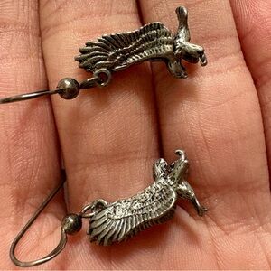 Vintage stamped Silver Eagle Dangle Earrings